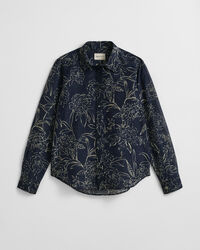 Regular fit blommig blus i bomull och silke