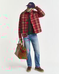 Relaxed fit rutig vadderad skjortjacka