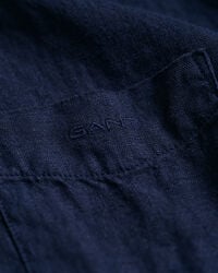 Regular fit plaggf&auml;rgad, kort&auml;rmad linneskjorta