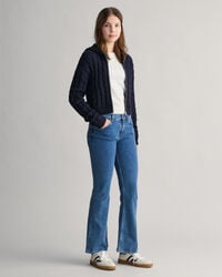 Teen Girls Shield cropped kabelstickad hoodie med dragkedja