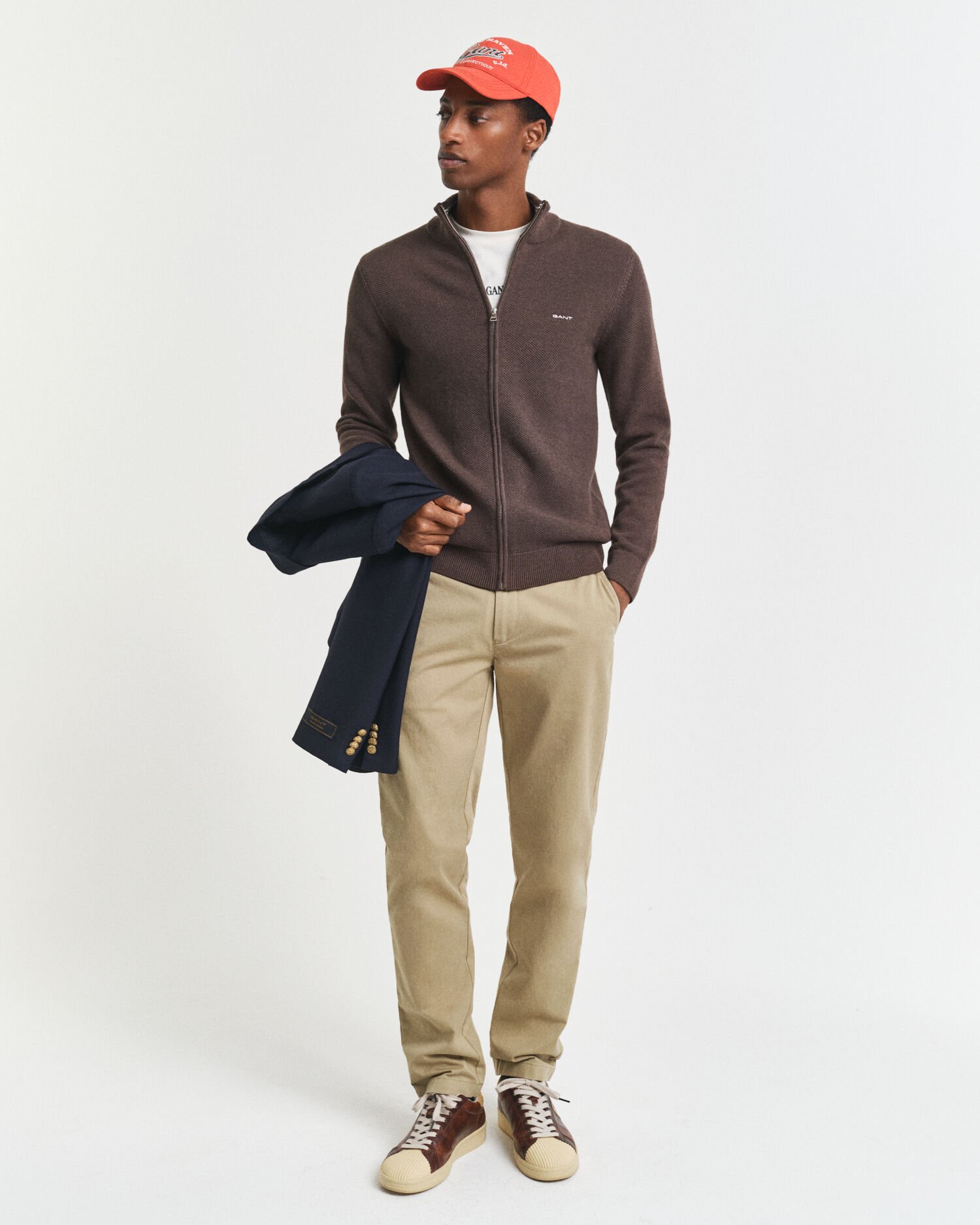 Kofta i bomullspiké med dragkedja