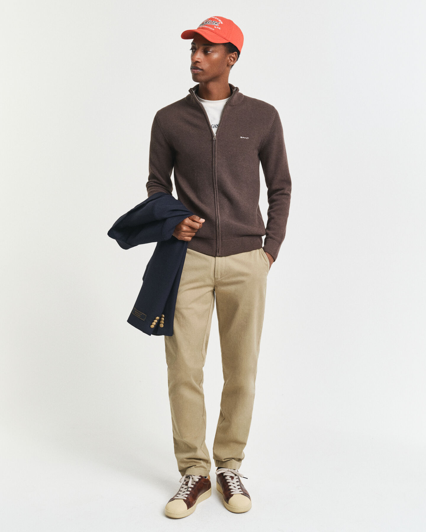 Kofta i bomullspiké med dragkedja