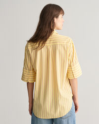 Relaxed fit Luxury kort&auml;rmad randig oxfordskjorta