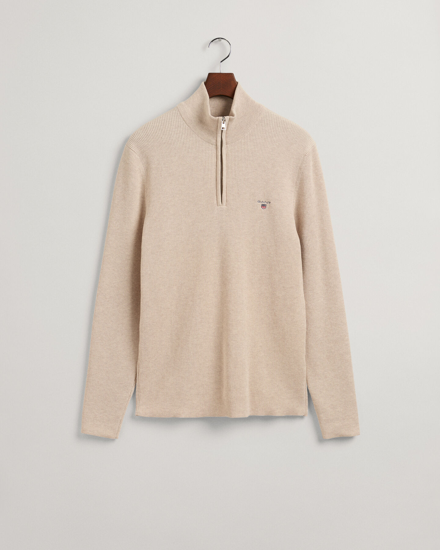 Ribbstickad half-zip tr&ouml;ja