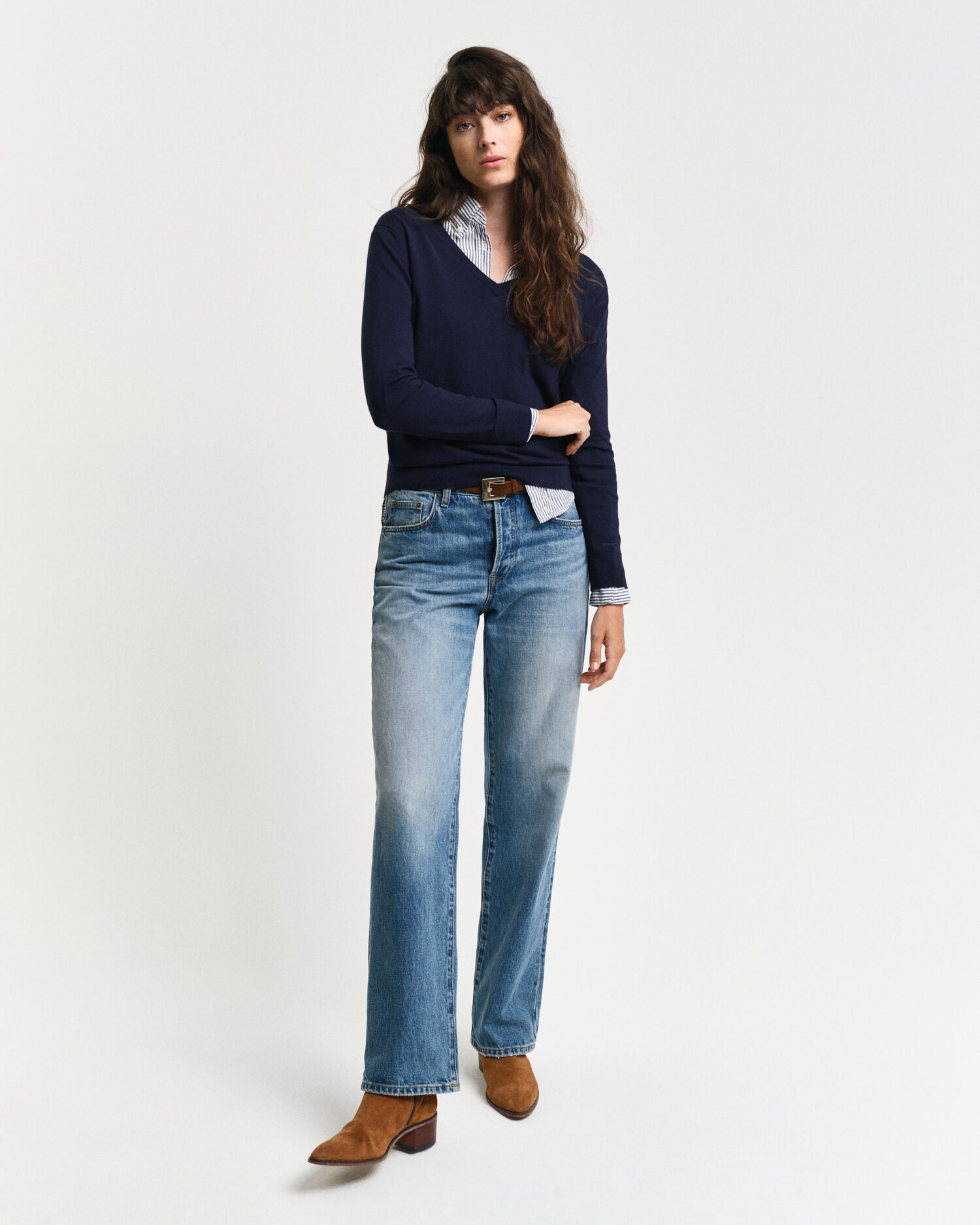 Finstickad V-ringad tröja