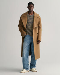 Flerfärgad ribbstickad crew neck tröja