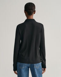 Långärmad pikétröja med kragdetalj