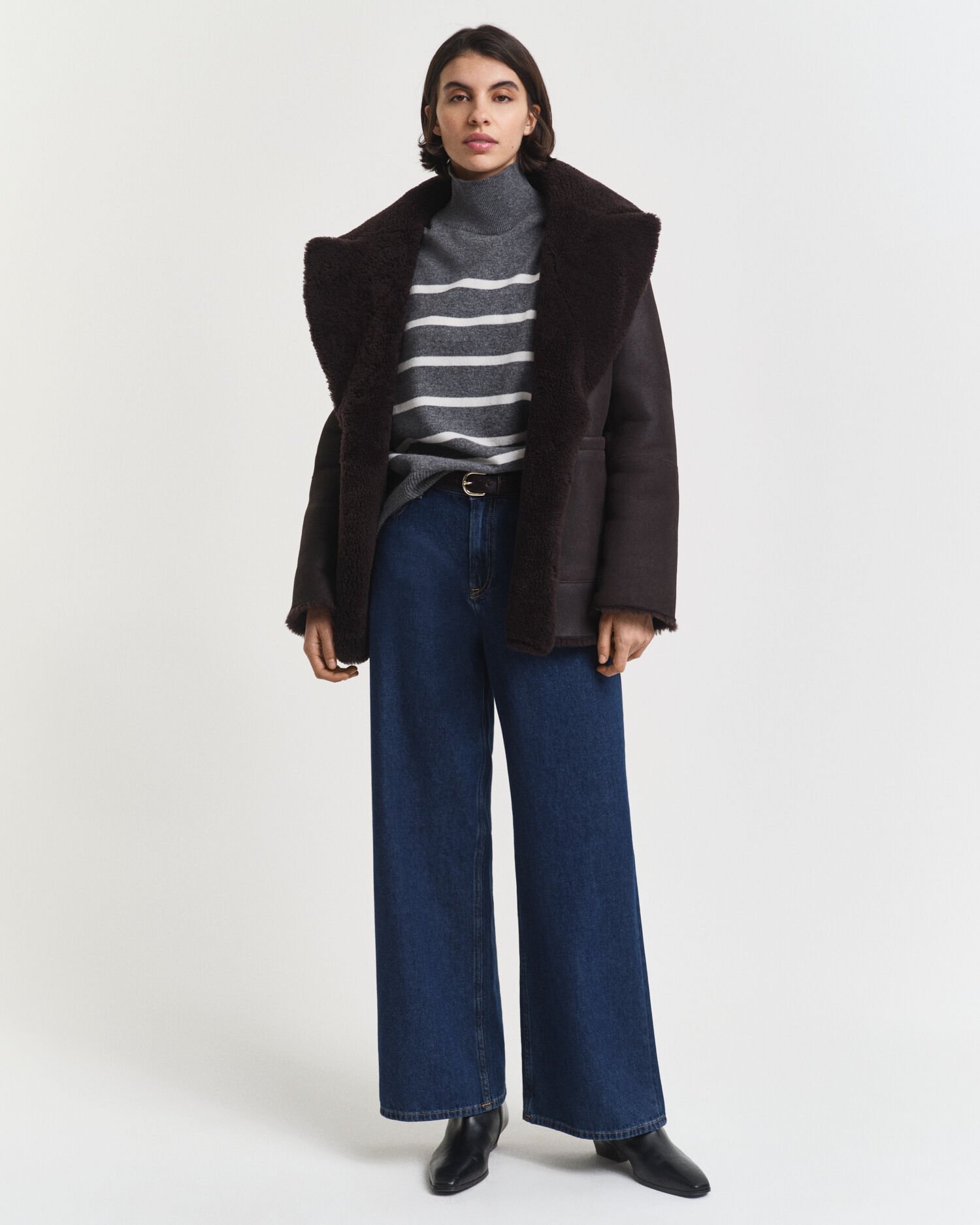 Randig polotröja i extra fin lammull