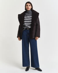 Randig polotröja i extra fin lammull