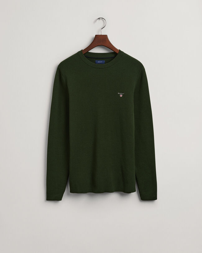 Ribbstickad crew neck tr&ouml;ja
