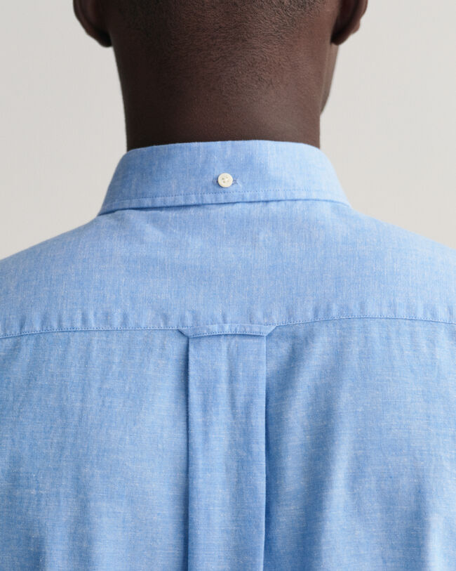 Regular fit kort&auml;rmad skjorta i bomull och linne