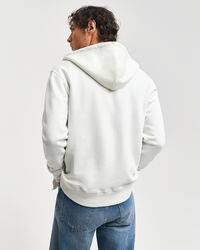 Hoodie med dragkedja och präglat tryck