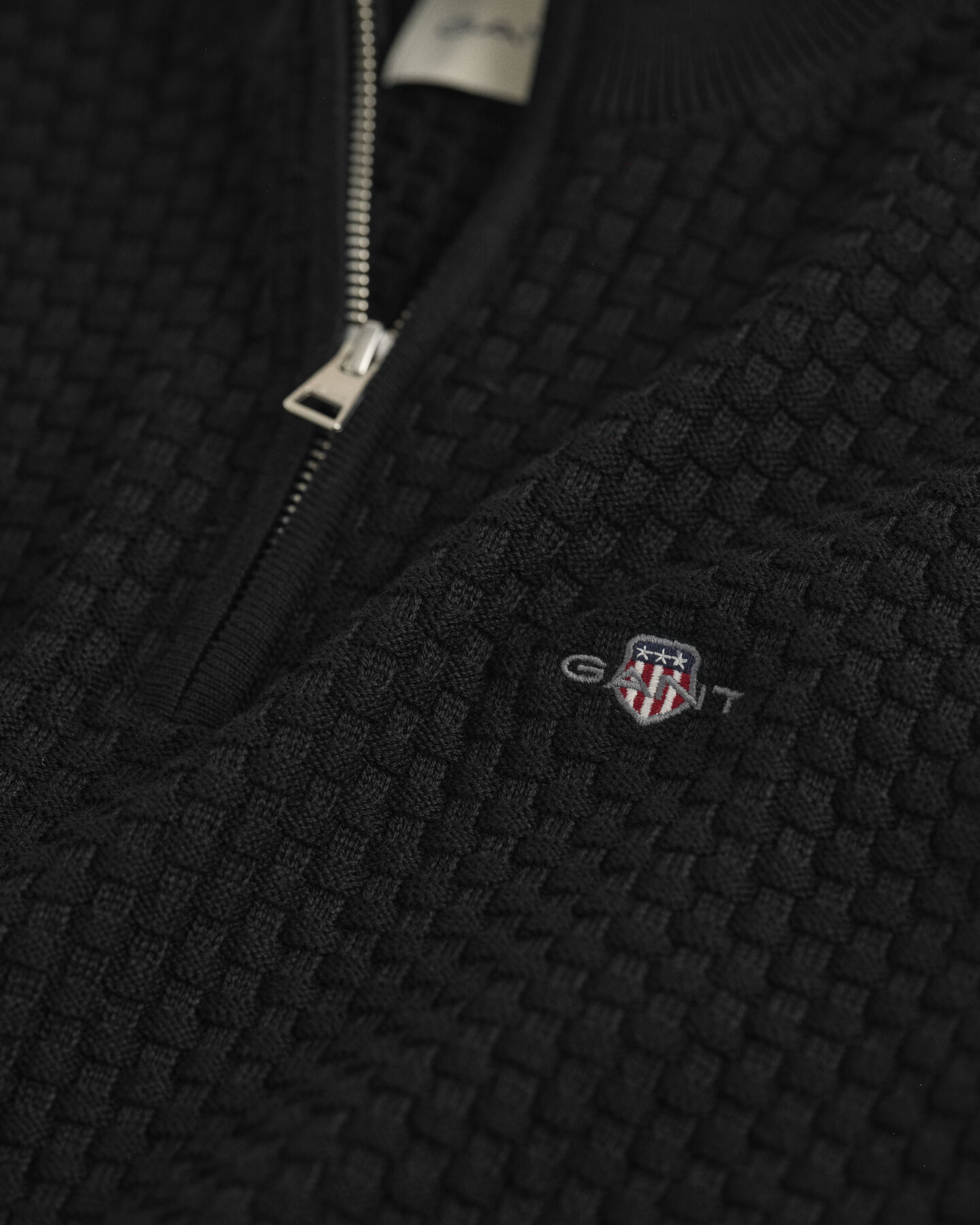 Half-zip bomullstr&ouml;ja med struktur