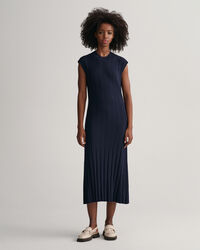 Ribbstickad crew neck &auml;rml&ouml;s kl&auml;nning