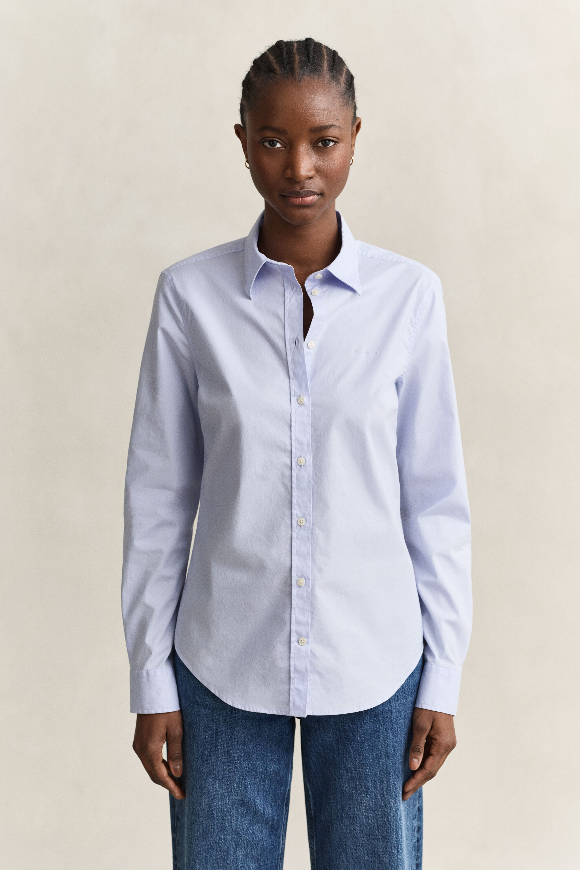 Slim fit poplinskjorta