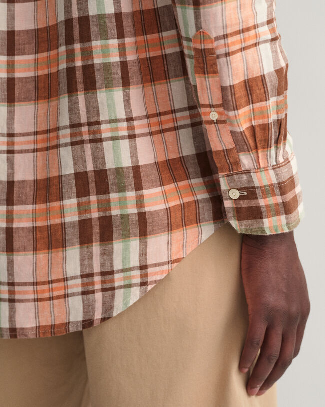 Regular Fit Madrasrutig linneskjorta