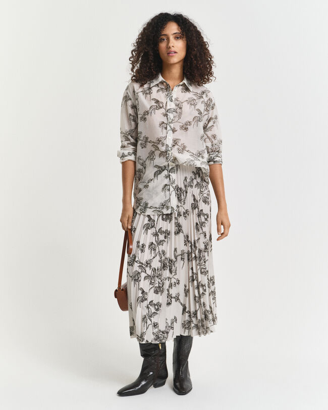 Veckad trädmönstrad kjol