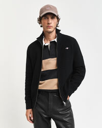 Bomullscardigan med struktur och dragkedja