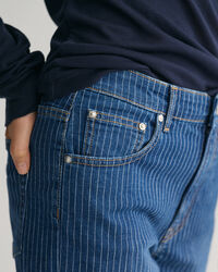 Randiga cropped jeans med raka ben