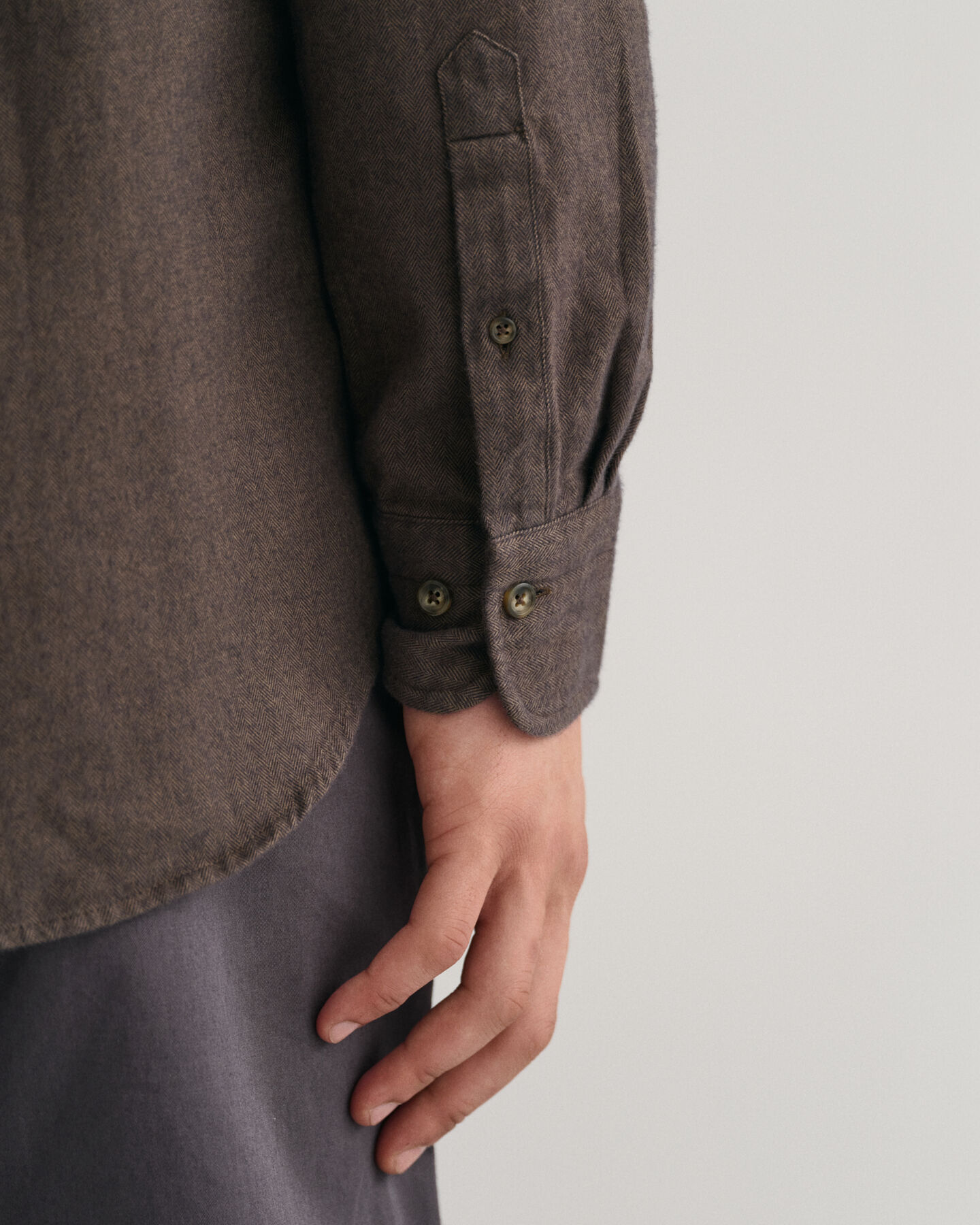 Regular fit fiskbensmönstrad flanellskjorta