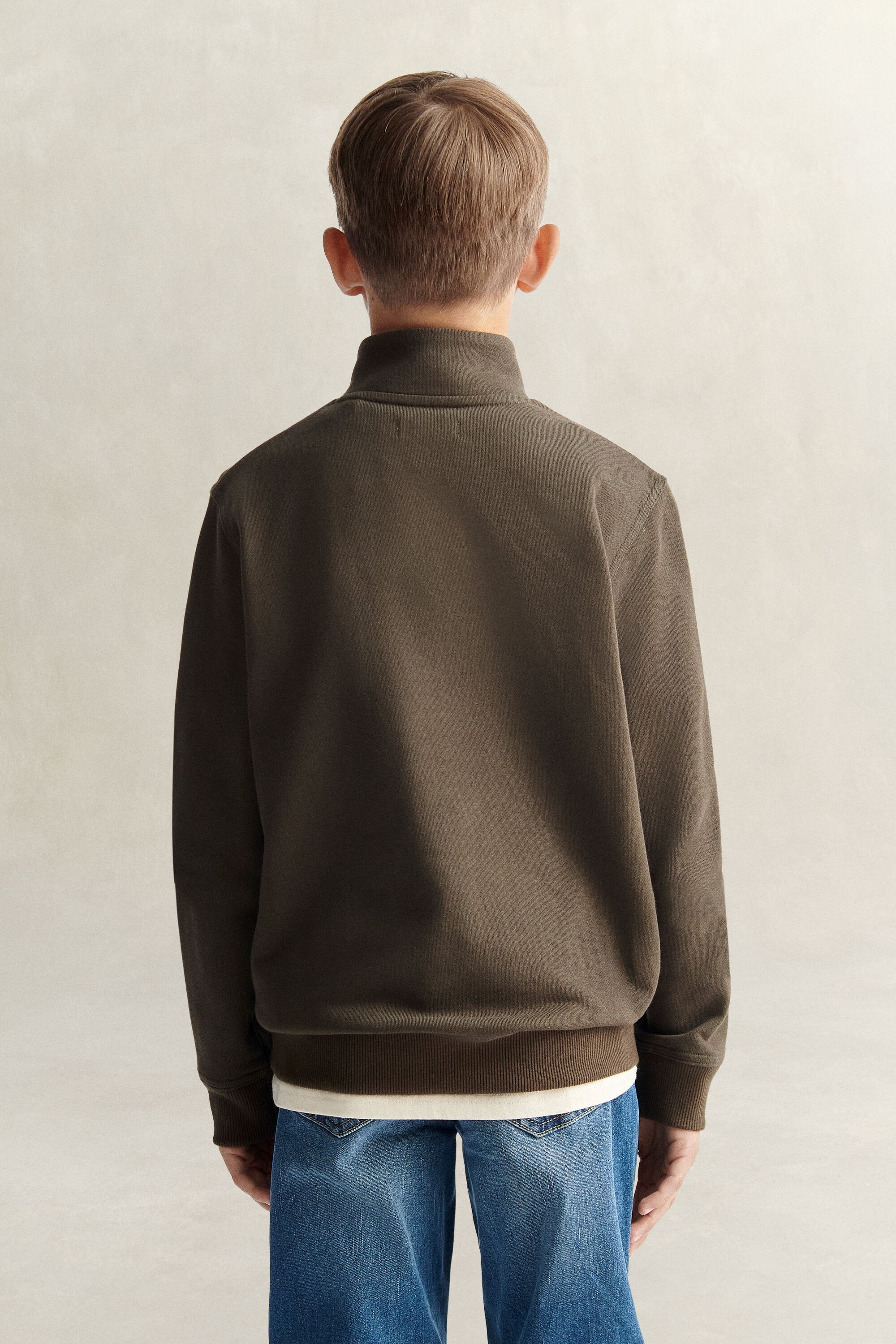 Teen Boys sweatshirt med half-zip och sköldemblem