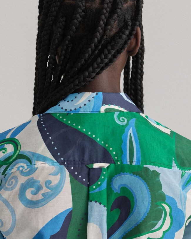 Regular fit paisleyskjorta i bomullssiden