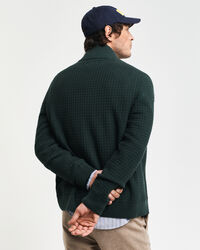 Bomullscardigan med struktur och dragkedja