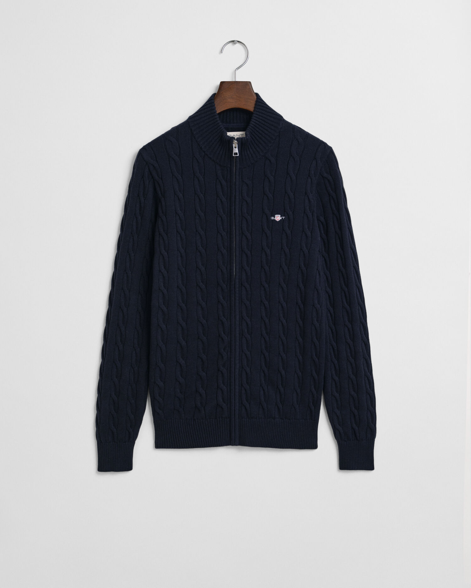 Teens kabelstickad kofta med dragkedja