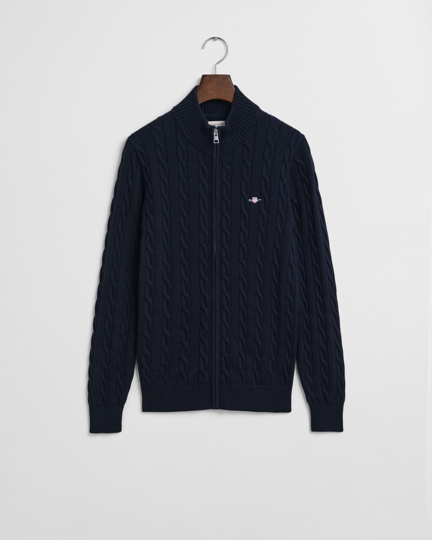 Teens kabelstickad kofta med dragkedja