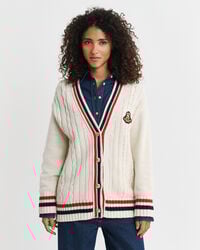 Gant Varsity kabelstickad V-ringad kofta