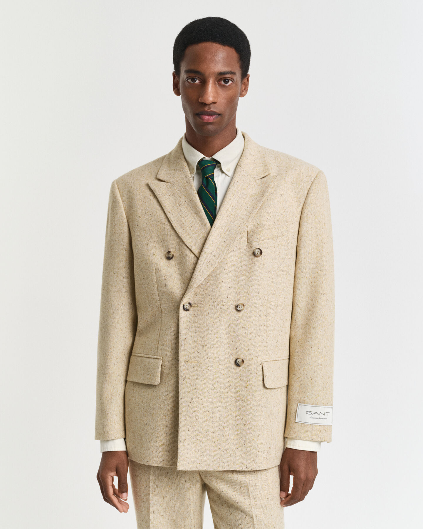 Relaxed fit kostymkavaj med fiskbensmönster