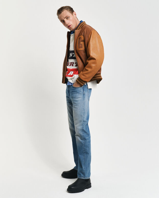 GANT Varsity Jacket i skinn