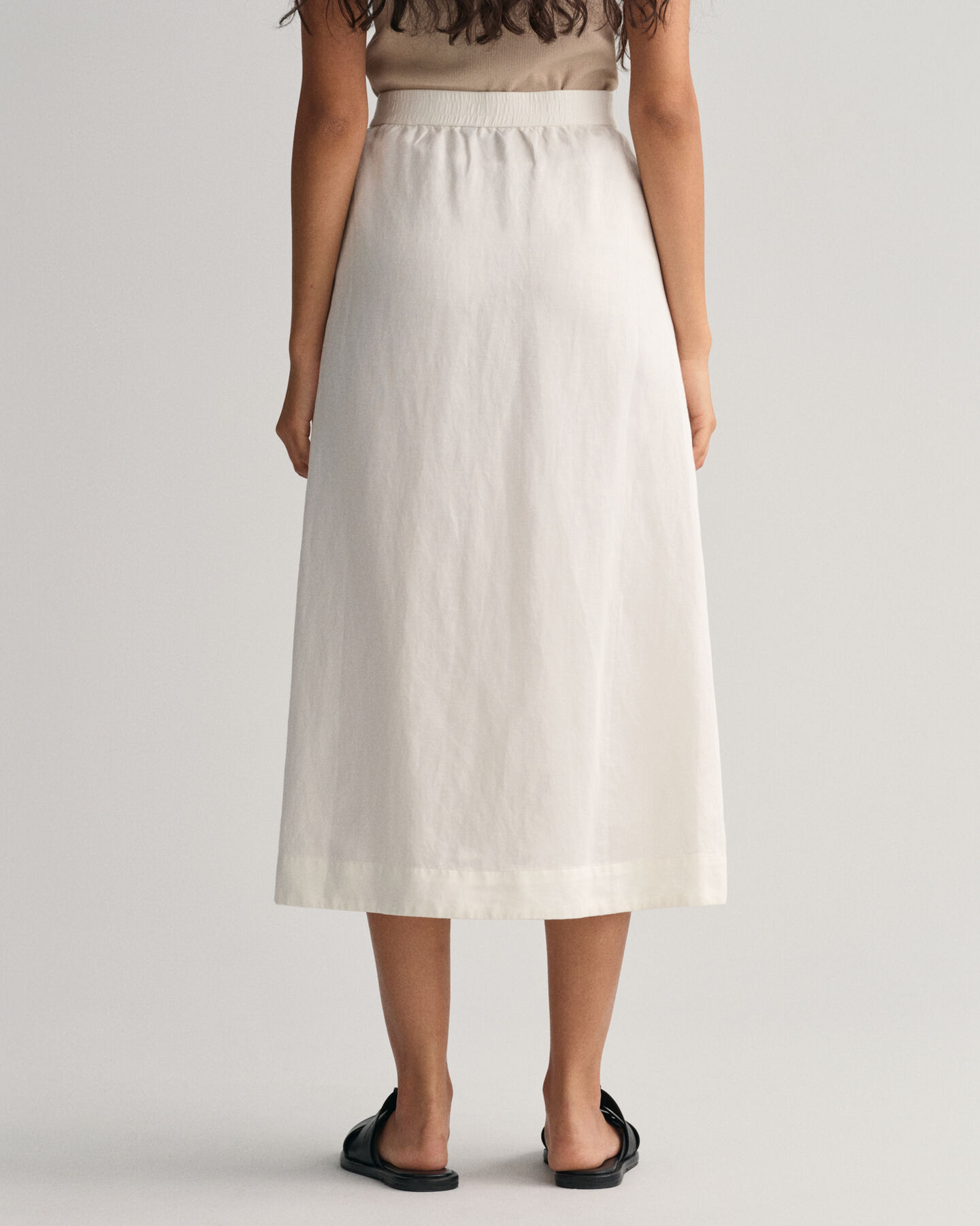 Midikjol i linne och viskos