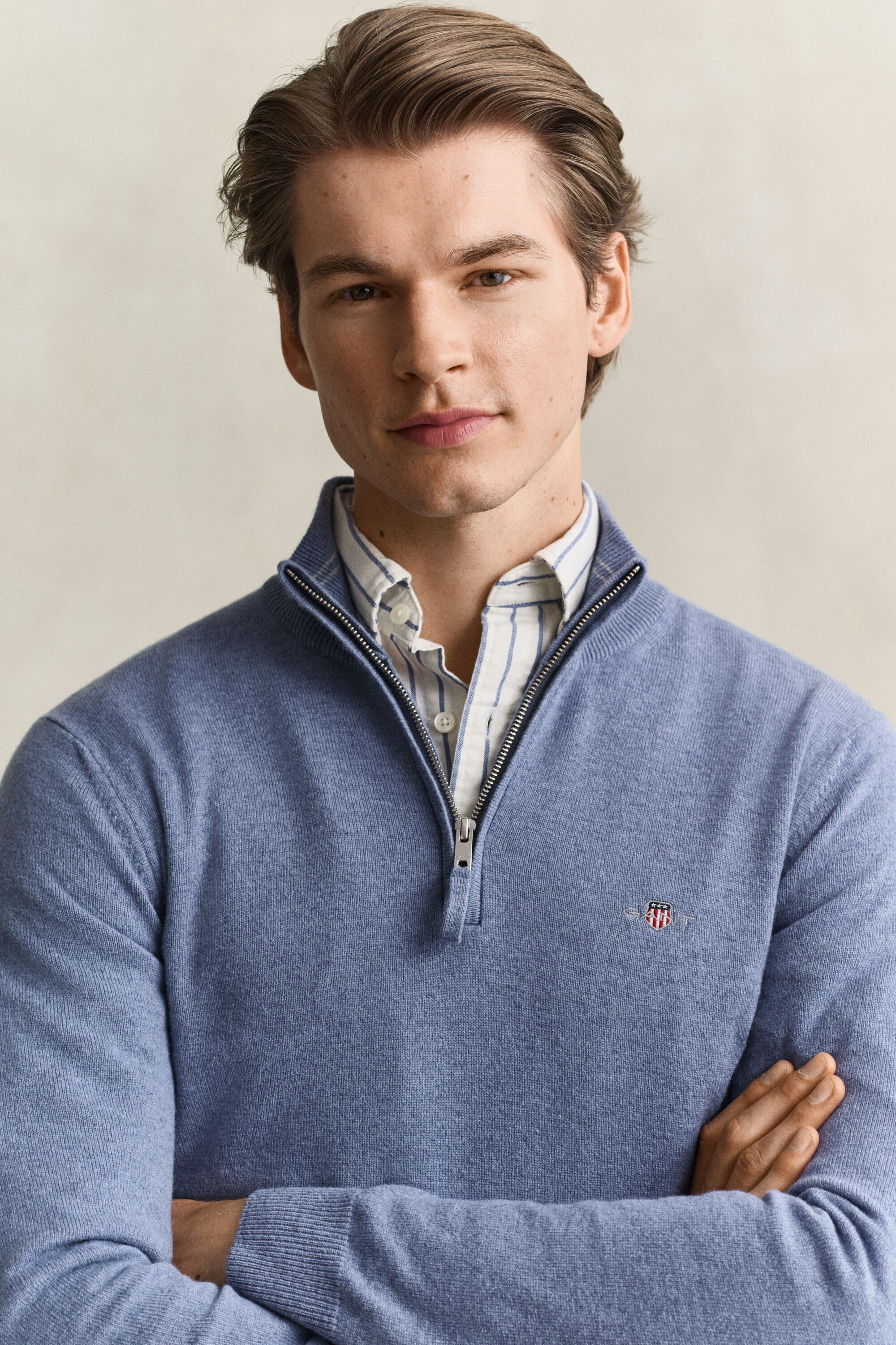 Tröja i lammull med half-zip