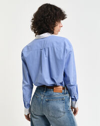 Relaxed fit poplinskjorta med flerfärgade ränder