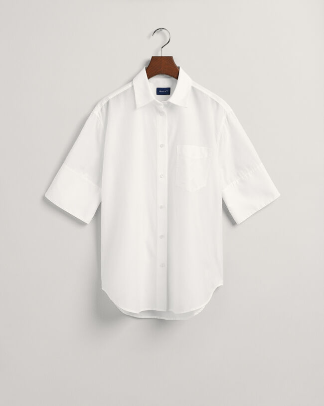 Relaxed fit kort&auml;rmad sidenskjorta