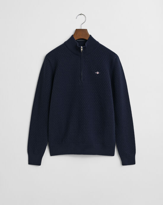 Teens tröja med half-zip och mikrostruktur