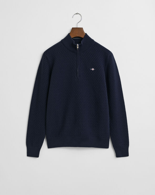 Teens tröja med half-zip och mikrostruktur