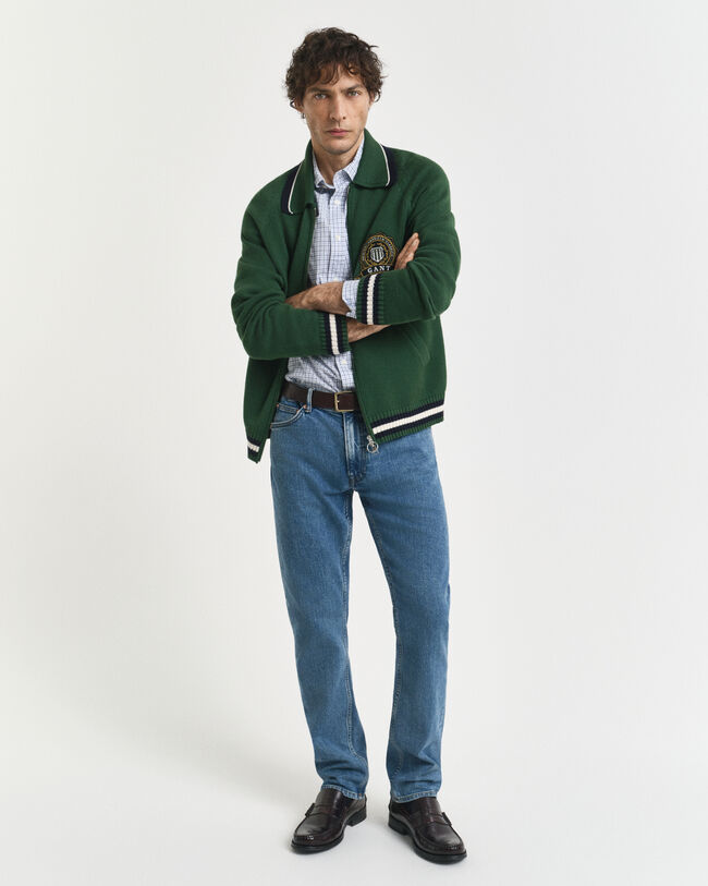 Regular fit klassisk smårutig poplinskjorta