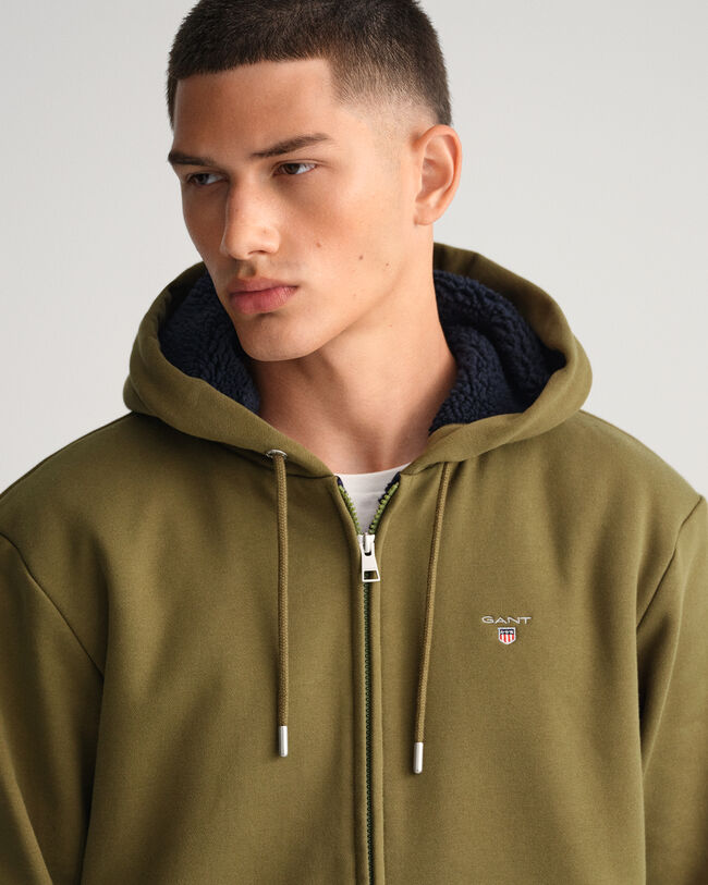 Sherpa-fleecehoodie med dragkedja