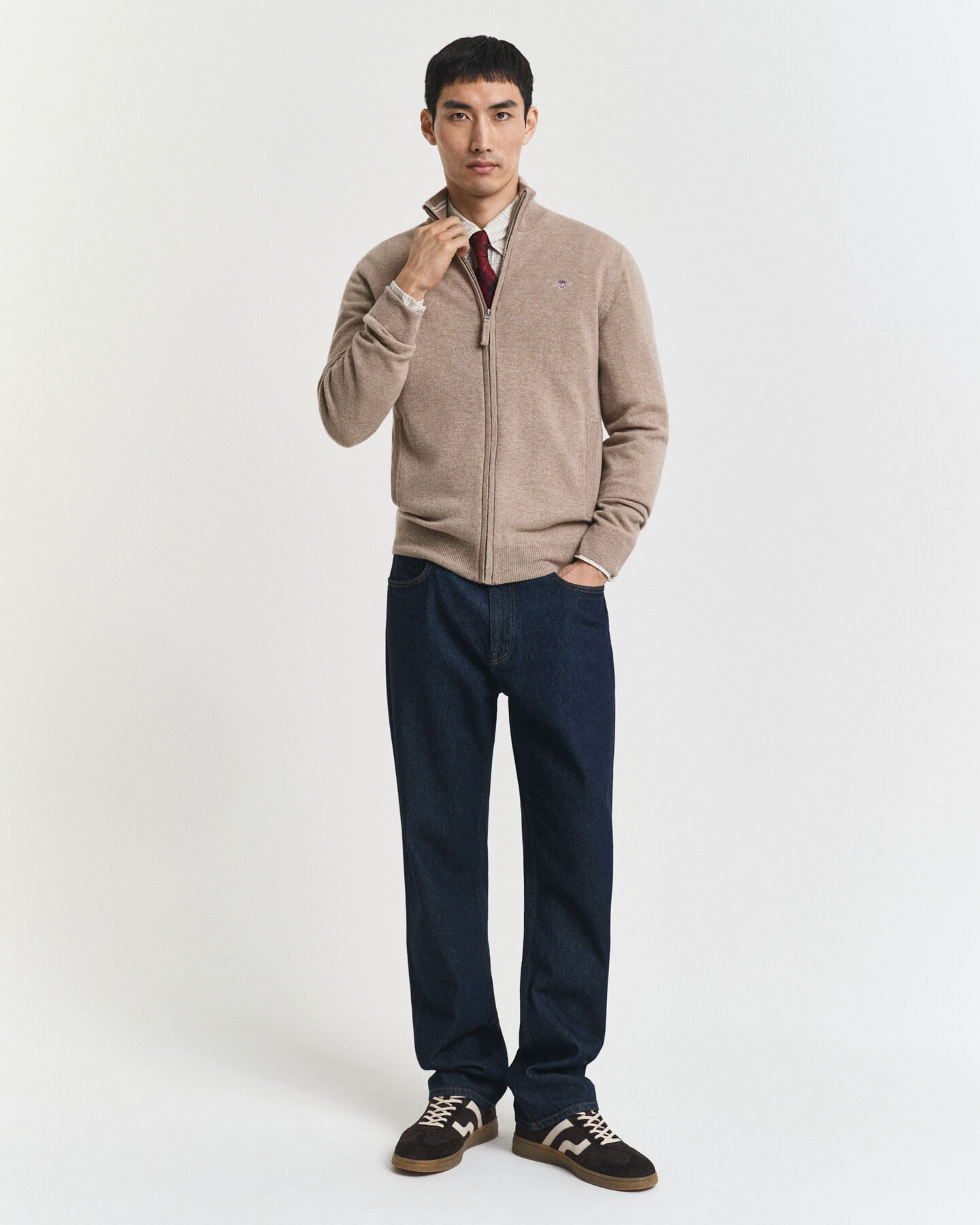 Cardigan i superfin lammull med dragkedja