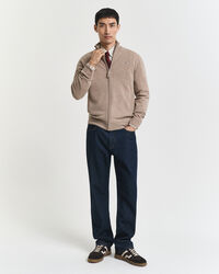 Cardigan i superfin lammull med dragkedja