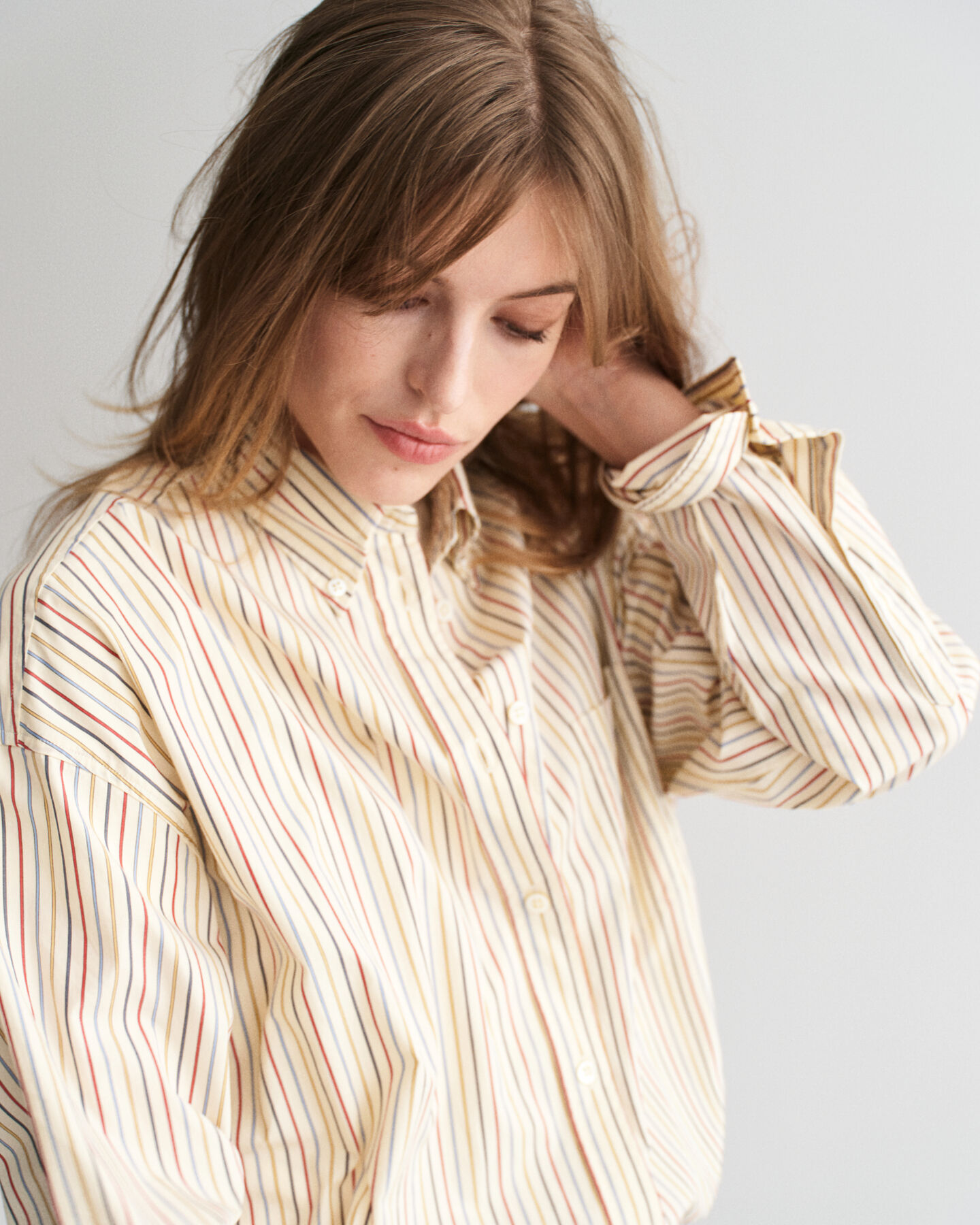 Oversized randig poplinskjorta