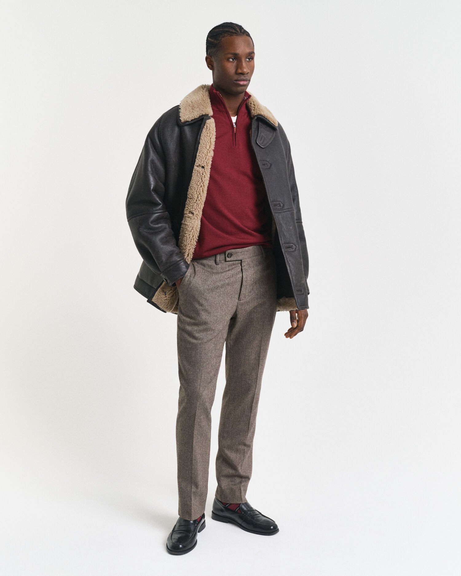 Tröja med half-zip i extra fin merinoull