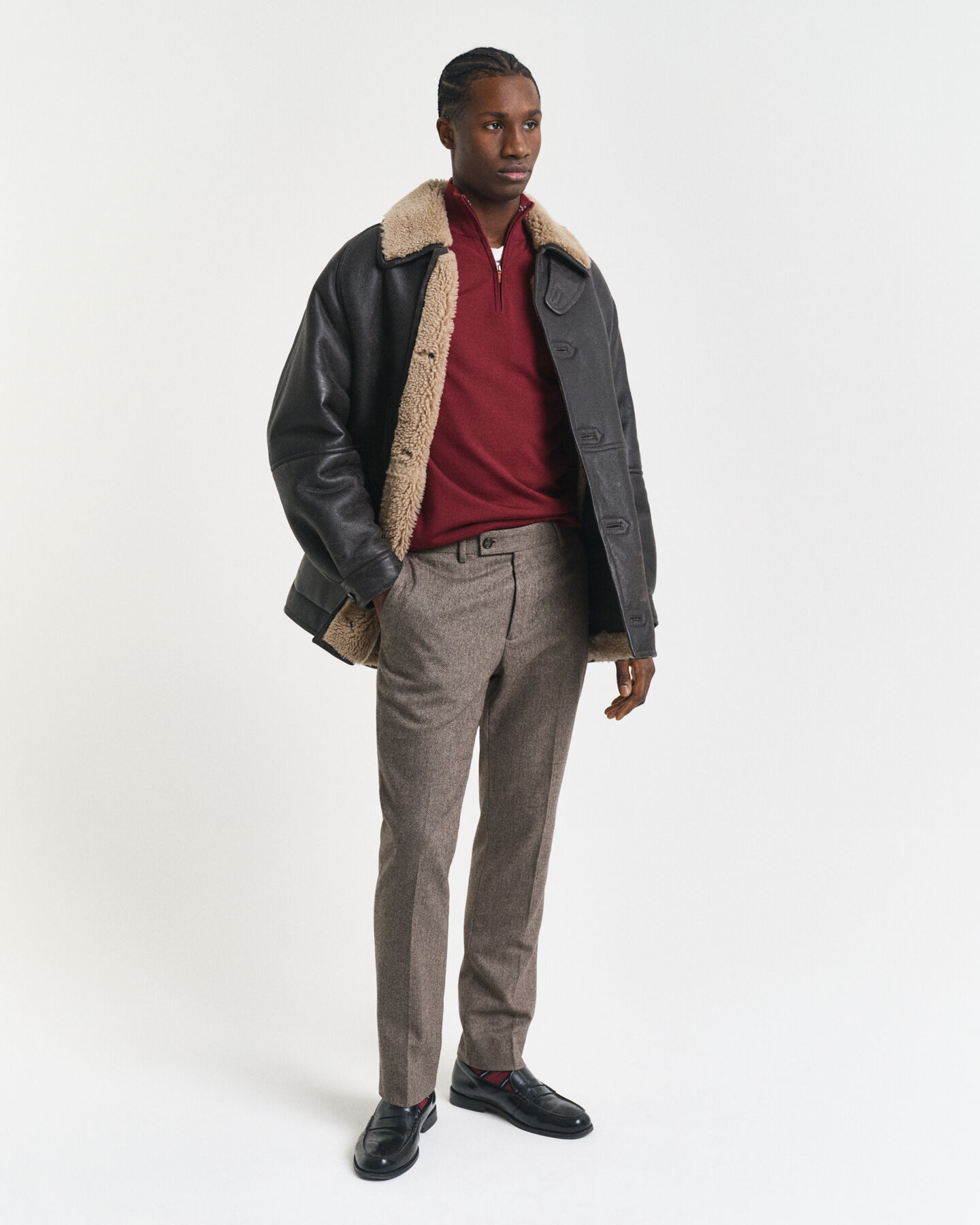 Tröja med half-zip i extra fin merinoull