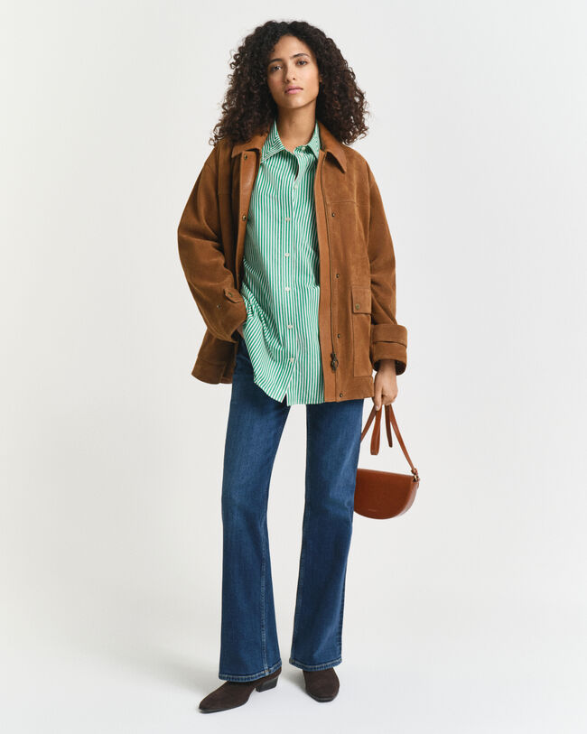 Oversized klassisk randig poplinskjorta