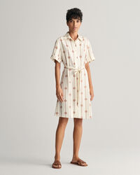 Mönstrad, kortärmad skjortklänning