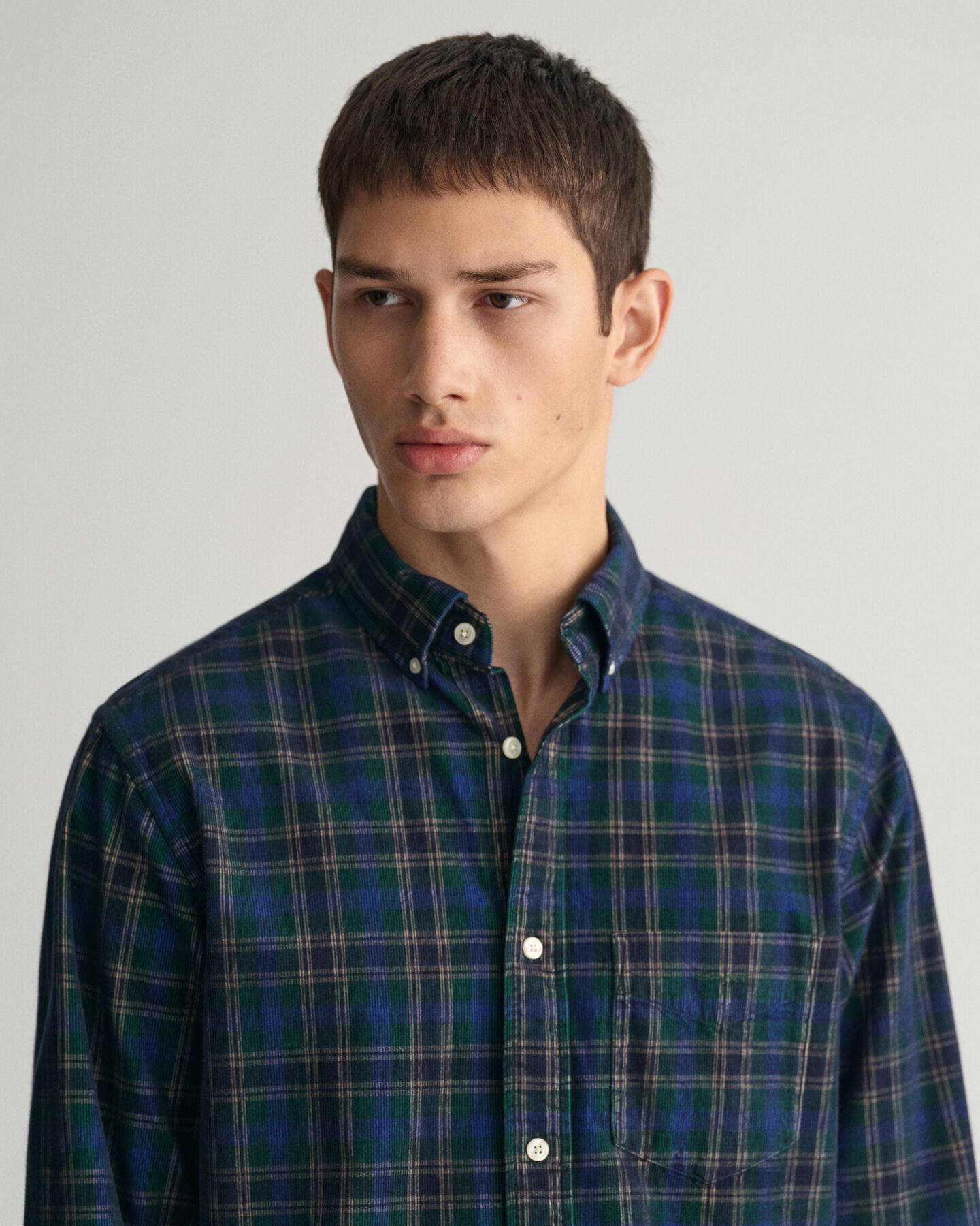 Regular fit rutig manchesterskjorta