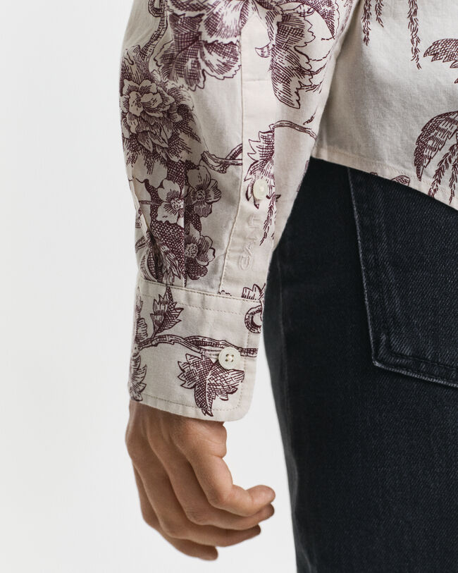 Regular fit trädmönstrad skjorta i bomullsvoile