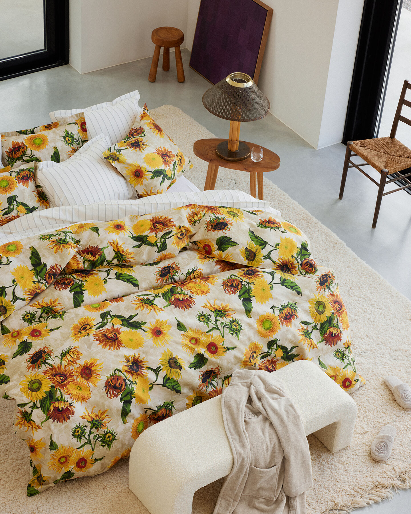 Solrosmönstrat påslakan, dubbel